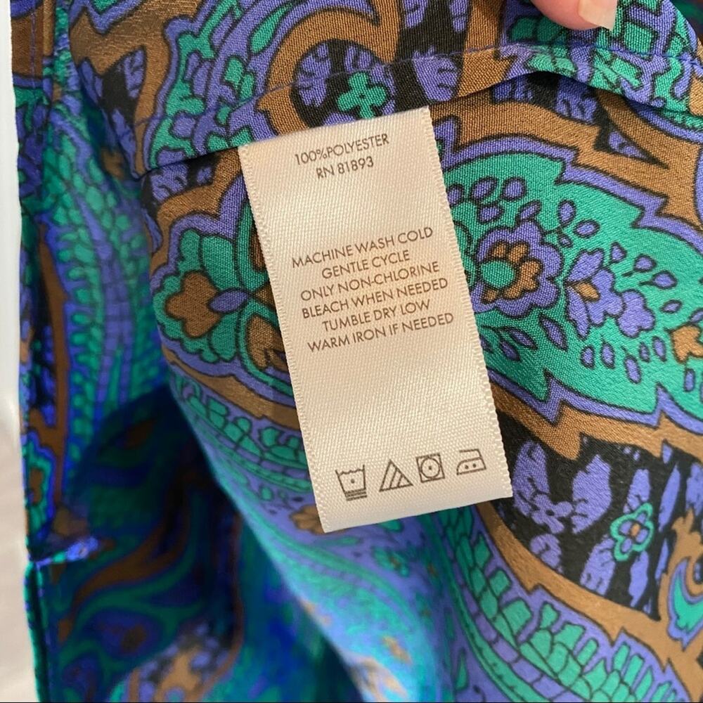 Vintage Isaac Mizrahi Live Paisley Blouse Small Blue Boho Cottagecore Flowy Top - Picture 4 of 6